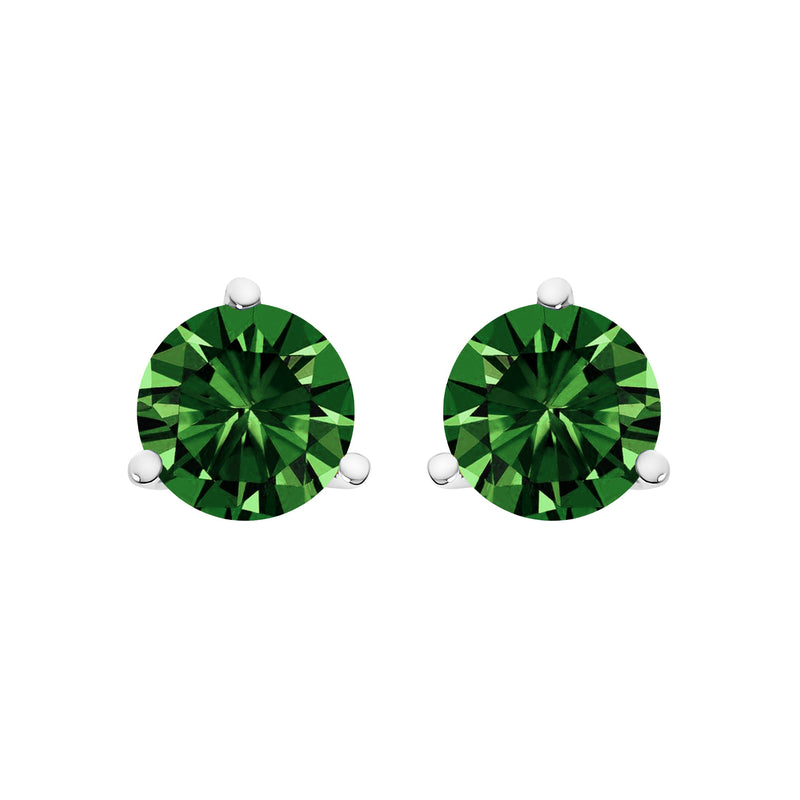 Bids.com 14K White Gold 1.0 Cttw 3-Prong Martini Set Lab Grown Green Diamond Solitaire Stud Earrings Earrings