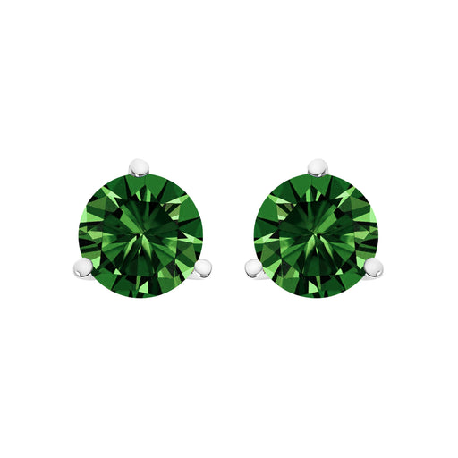 Bids.com 14K White Gold 1.0 Cttw 3-Prong Martini Set Lab Grown Green Diamond Solitaire Stud Earrings Earrings