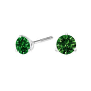 Bids.com 14K White Gold 1.0 Cttw 3-Prong Martini Set Lab Grown Green Diamond Solitaire Stud Earrings Earrings