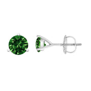 Bids.com 14K White Gold 1.0 Cttw 3-Prong Martini Set Lab Grown Green Diamond Solitaire Stud Earrings Earrings