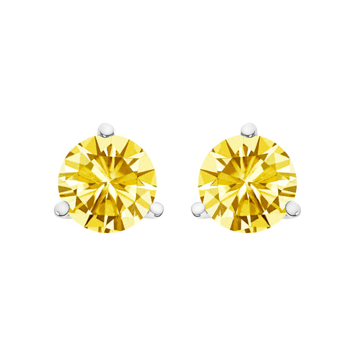 Bids.com 14K White Gold 3-Prong Martini Set 1.0 Cttw Yellow Lab Grown Diamond Solitaire Stud Earrings Earrings