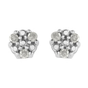 Bids.com .925 Sterling Silver 1/10 cttw Prong Set Round-Cut Trio Diamond Stud Earrings (I-J Color, I3 Clarity) Earrings