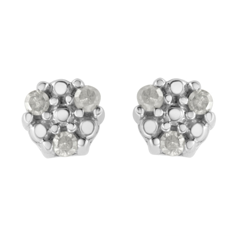 Bids.com .925 Sterling Silver 1/10 cttw Prong Set Round-Cut Trio Diamond Stud Earrings (I-J Color, I3 Clarity) Earrings