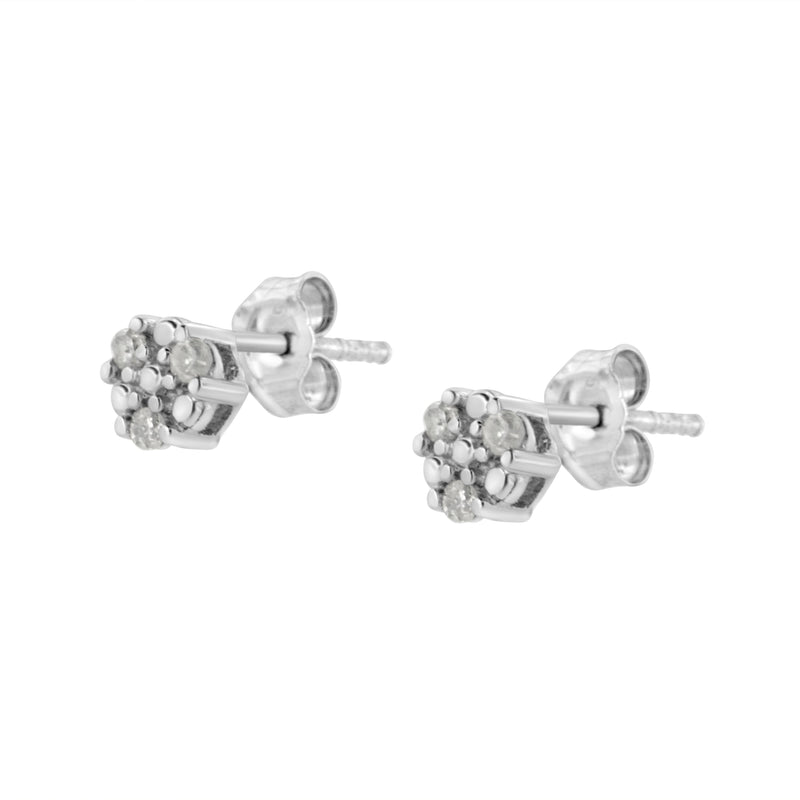 Bids.com .925 Sterling Silver 1/10 cttw Prong Set Round-Cut Trio Diamond Stud Earrings (I-J Color, I3 Clarity) Earrings