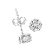 Bids.com .925 Sterling Silver 1/10 cttw Prong Set Round-Cut Trio Diamond Stud Earrings (I-J Color, I3 Clarity) Earrings
