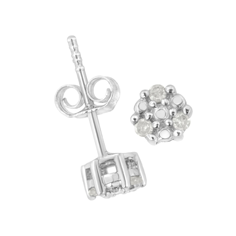 Bids.com .925 Sterling Silver 1/10 cttw Prong Set Round-Cut Trio Diamond Stud Earrings (I-J Color, I3 Clarity) Earrings