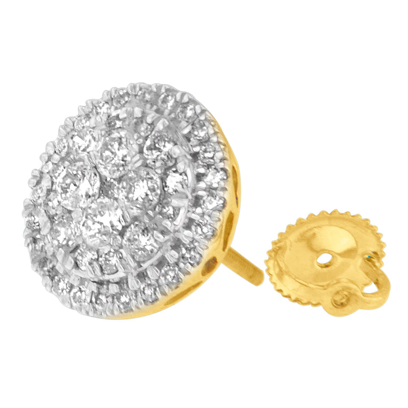 Bids.com 10K Yellow Gold Round Cut Diamond Earrings (1.5 cttw, H-I Color, I2-I3 Clarity) Earrings