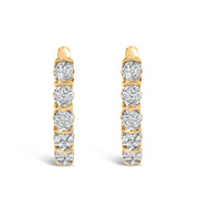 Bids.com 14k Yellow Gold 1/2 Cttw Diamond Cluster Hoop Earrings (H-I Color, SI2-I1 Clarity) Earrings