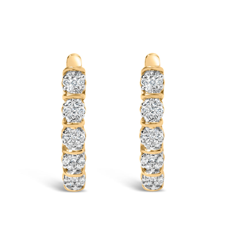 Bids.com 14k Yellow Gold 1/2 Cttw Diamond Cluster Hoop Earrings (H-I Color, SI2-I1 Clarity) Earrings