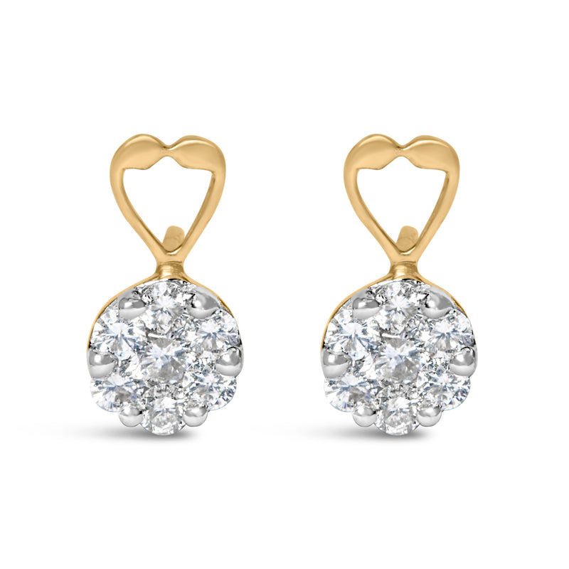 Bids.com 14K Yellow Gold 1ct. TDW Round-cut Diamond Earrings (I-J,SI2-I1) Earrings