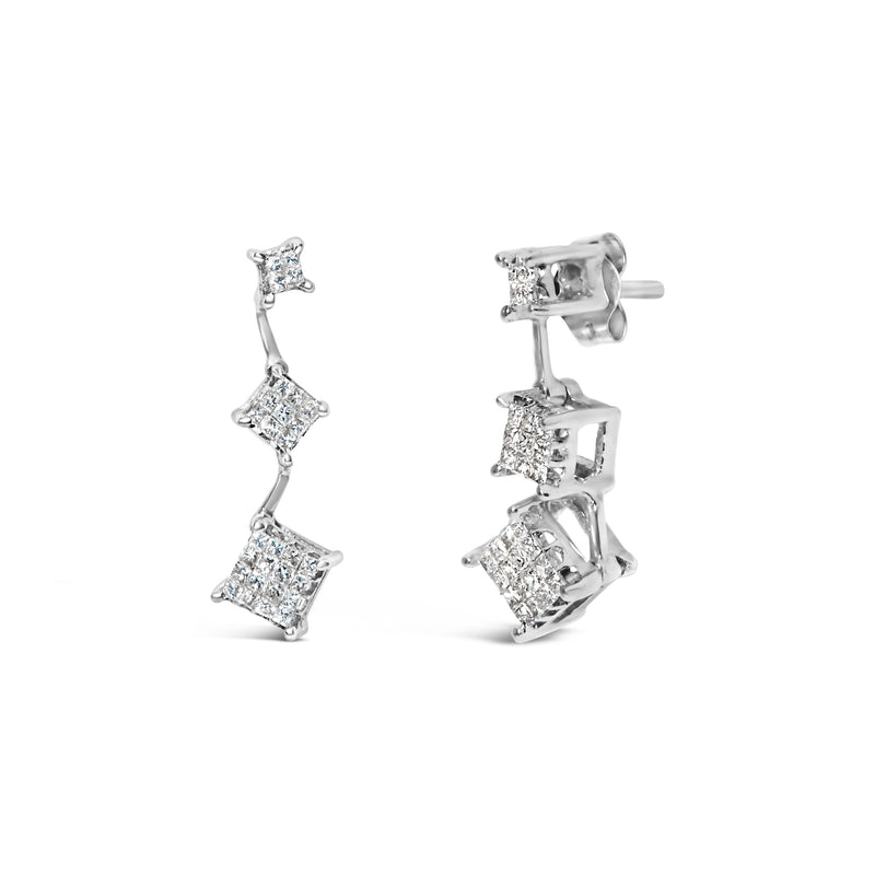 Bids.com 14K White Gold 1 cttw Princess Cut Diamond Earrings (G-H, VS1-VS2) Earrings