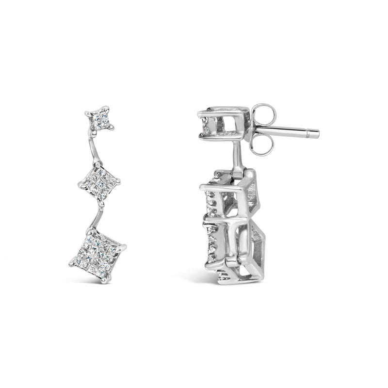 Bids.com 14K White Gold 1 cttw Princess Cut Diamond Earrings (G-H, VS1-VS2) Earrings