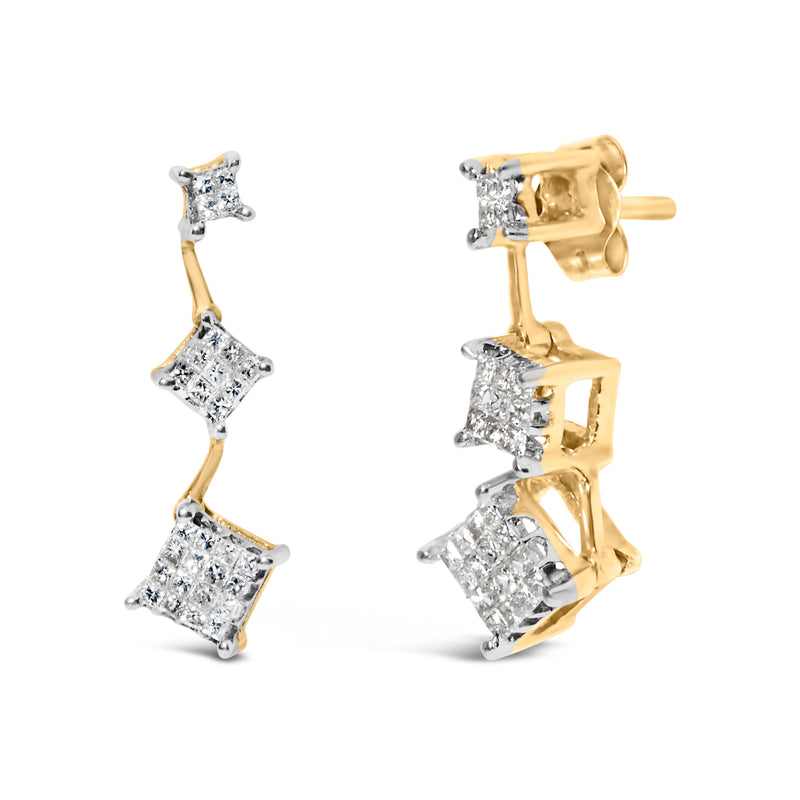 Bids.com 14K Yellow Gold 1 cttw Princess Cut Diamond Earrings (H-I, SI1-SI2) Earrings