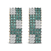 Bids.com 14K Yellow Gold 2.00 Cttw White and Treated Blue Diamond Four-Row PavÃ© Omegaback Earrings (H-I Color, SI1-SI2 Clarity) Earrings