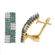 Bids.com 14K Yellow Gold 2 cttw White and Treated Blue Diamond Earrings (H-I, SI1-SI2) Earrings
