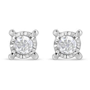 Bids.com .925 Sterling Silver 1.0 Cttw Round Brilliant-Cut Diamond Miracle-Set Solitaire Stud Earrings (H-I Color, I2-I3 Clarity) Earrings