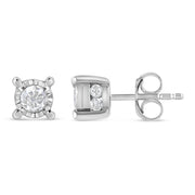 Bids.com .925 Sterling Silver 1.0 Cttw Round Brilliant-Cut Diamond Miracle-Set Solitaire Stud Earrings (H-I Color, I2-I3 Clarity) Earrings