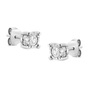 Bids.com .925 Sterling Silver 1.0 Cttw Round Brilliant-Cut Diamond Miracle-Set Solitaire Stud Earrings (H-I Color, I2-I3 Clarity) Earrings