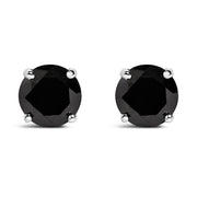 Bids.com .925 Sterling Silver 1/2 Cttw Black Diamond Solitaire Stud Earrings Earrings