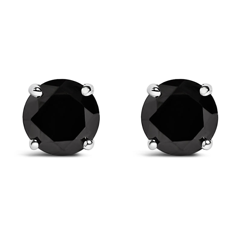 Bids.com .925 Sterling Silver 1/2 Cttw Black Diamond Solitaire Stud Earrings Earrings