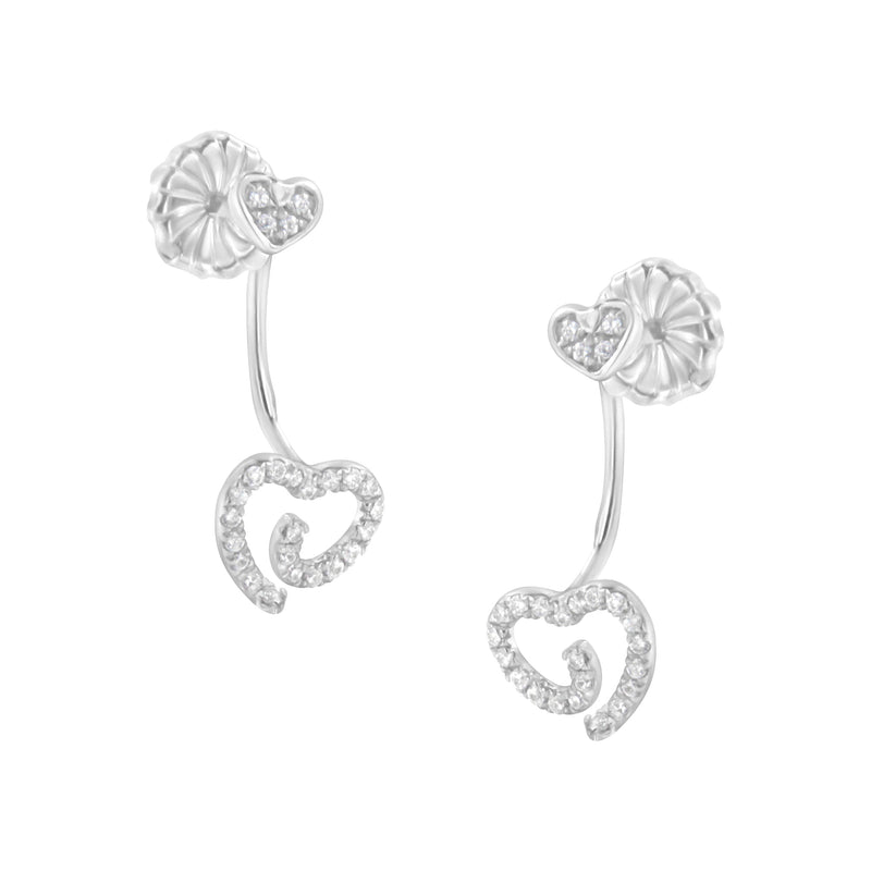 Bids.com .925 Sterling Silver 1/4 Cttw Diamond Swirl Heart Front/Back Earrings (I-J Color, I2-I3 Clarity) Earrings