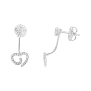Bids.com .925 Sterling Silver 1/4 Cttw Diamond Swirl Heart Front/Back Earrings (I-J Color, I2-I3 Clarity) Earrings