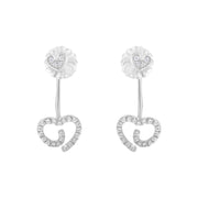 Bids.com .925 Sterling Silver 1/4 Cttw Diamond Swirl Heart Front/Back Earrings (I-J Color, I2-I3 Clarity) Earrings