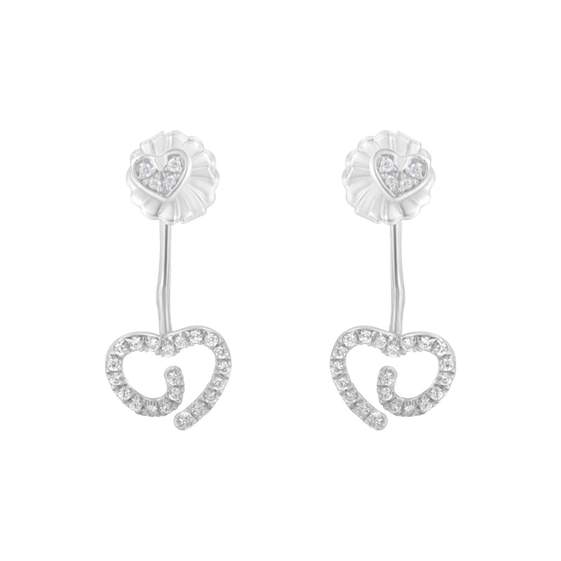 Bids.com .925 Sterling Silver 1/4 Cttw Diamond Swirl Heart Front/Back Earrings (I-J Color, I2-I3 Clarity) Earrings