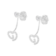 Bids.com .925 Sterling Silver 1/4 Cttw Diamond Swirl Heart Front/Back Earrings (I-J Color, I2-I3 Clarity) Earrings