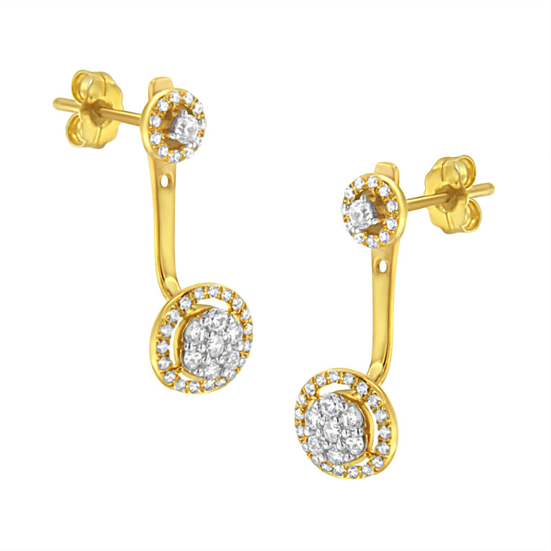Bids.com 14K Yellow Gold Plated .925 Sterling Silver 5/8 Cttw Diamond Removable Stud and Dangle Earrings (I-J Color, I2-I3) Earrings