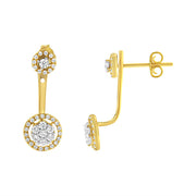 Bids.com 14K Yellow Gold Plated .925 Sterling Silver 5/8 Cttw Diamond Removable Stud and Dangle Earrings (I-J Color, I2-I3) Earrings