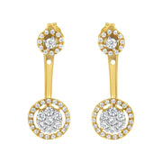 Bids.com 14K Yellow Gold Plated .925 Sterling Silver 5/8 Cttw Diamond Removable Stud and Dangle Earrings (I-J Color, I2-I3) Earrings