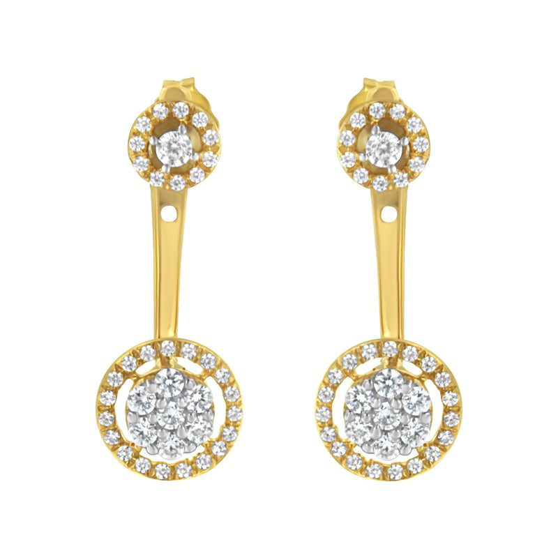 Bids.com 14K Yellow Gold Plated .925 Sterling Silver 5/8 Cttw Diamond Removable Stud and Dangle Earrings (I-J Color, I2-I3) Earrings