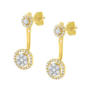 Bids.com 14K Yellow Gold Plated .925 Sterling Silver 5/8 Cttw Diamond Removable Stud and Dangle Earrings (I-J Color, I2-I3) Earrings