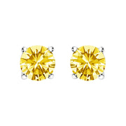 Bids.com 14K White Gold 1.0 Cttw Lab Grown Yellow Diamond Solitaire Stud Earrings (Yellow Color, VS2-SI1 Clarity) Earrings