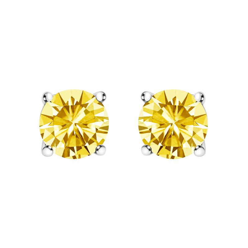 Bids.com 14K White Gold 1.0 Cttw Lab Grown Yellow Diamond Solitaire Stud Earrings (Yellow Color, VS2-SI1 Clarity) Earrings