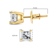 Bids.com 14K Yellow Gold 1/2 Cttw Princess Cut Diamond Solitaire Stud Earrings with Screwbacks (I-J Color, SI2-I1 Clarity) Earrings