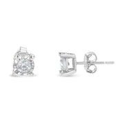 Bids.com .925 Sterling Silver 1/2 Cttw Near Colorless Round Brilliant-Cut Diamond Miracle-Set Stud Earrings (H-I Color, I2-I3 Clarity) Earrings