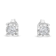 Bids.com .925 Sterling Silver 1/2 Cttw Near Colorless Round Brilliant-Cut Diamond Miracle-Set Stud Earrings (H-I Color, I2-I3 Clarity) Earrings