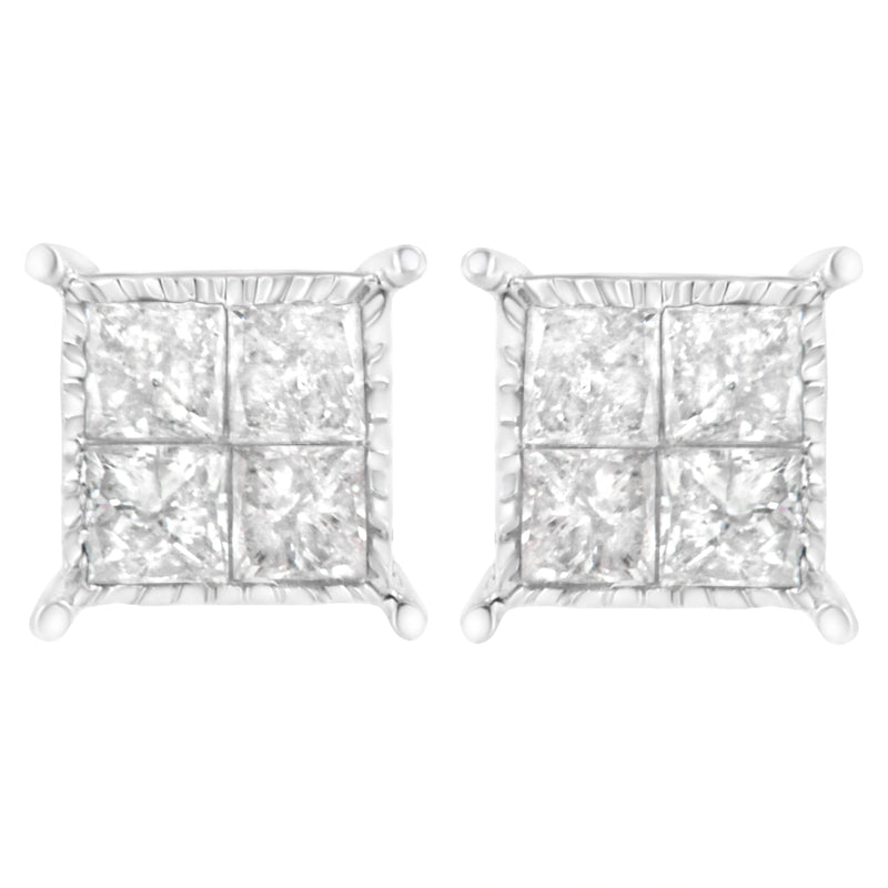 Bids.com Sterling Silver 3/4 cttw Composite Diamond Stud Earrings (I-J, I2-I3) Earrings