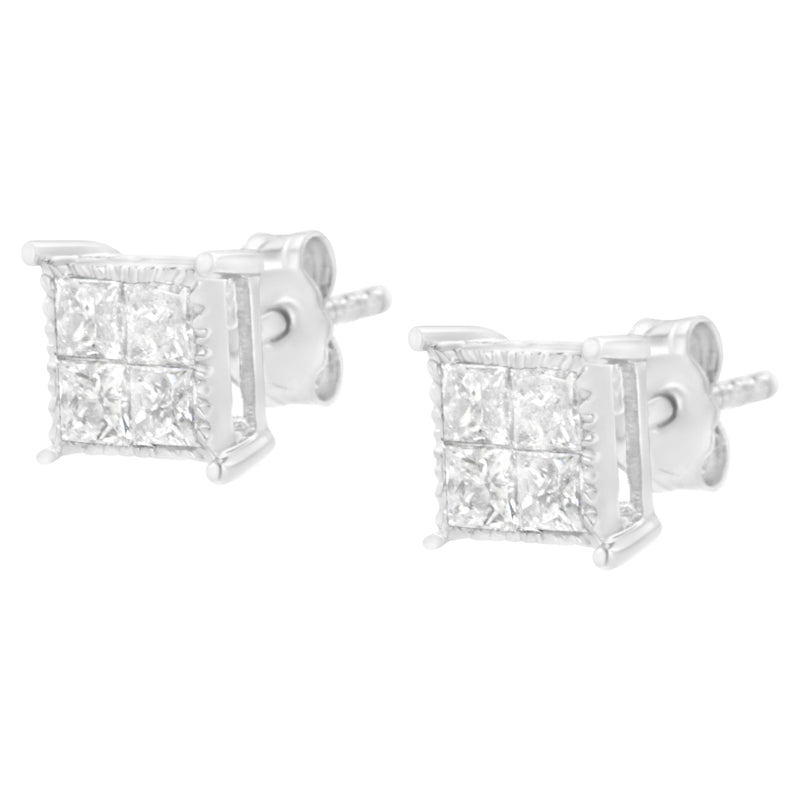 Bids.com Sterling Silver 3/4 cttw Composite Diamond Stud Earrings (I-J, I2-I3) Earrings