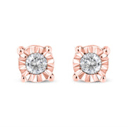 Bids.com 10K Yellow Gold Plated .925 Sterling Silver 1/10 Cttw Round Brilliant-Cut Diamond Miracle-Set Stud Earrings (J-K Color, I3 Clarity) Earrings