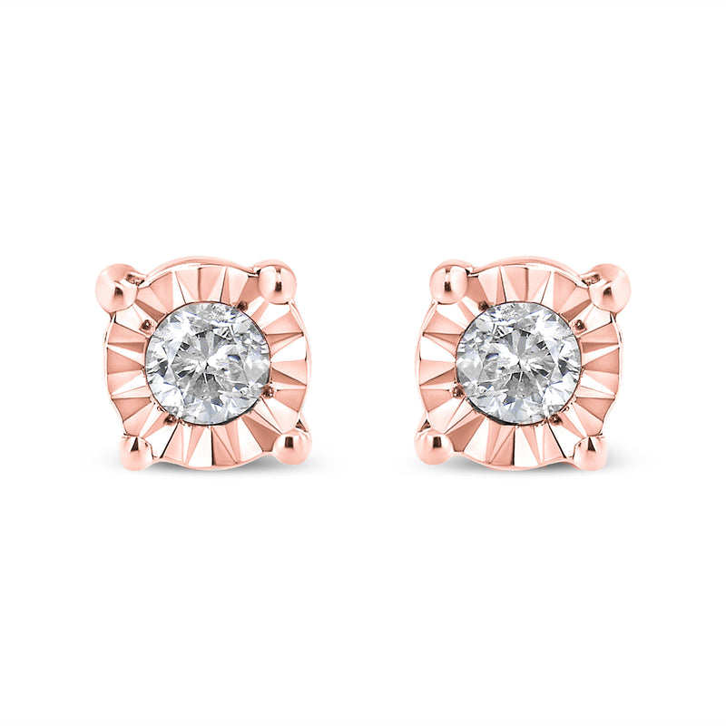 Bids.com 10K Yellow Gold Plated .925 Sterling Silver 1/10 Cttw Round Brilliant-Cut Diamond Miracle-Set Stud Earrings (J-K Color, I3 Clarity) Earrings