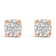 Bids.com .925 Sterling Silver 1/10 Cttw Round Brilliant-Cut Lab Grown Diamond Miracle-Set Stud Earrings (F-G Color, VS1-VS2 Clarity) Earrings