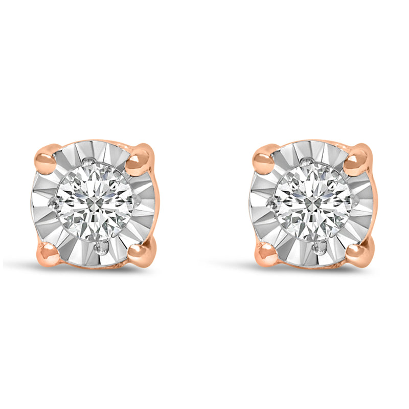 Bids.com .925 Sterling Silver 1/10 Cttw Round Brilliant-Cut Lab Grown Diamond Miracle-Set Stud Earrings (F-G Color, VS1-VS2 Clarity) Earrings