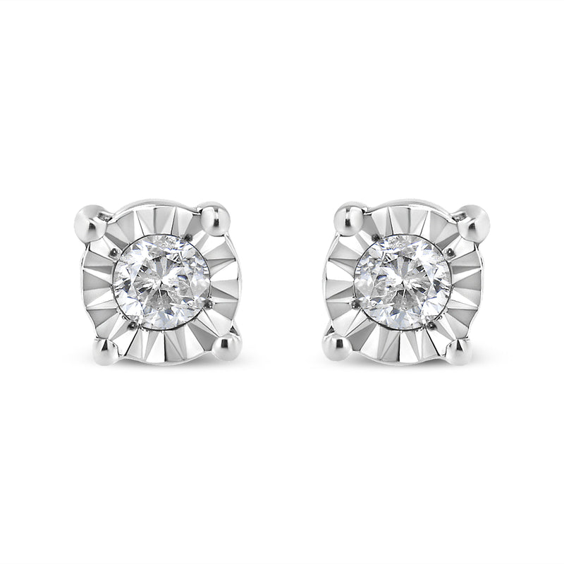 Bids.com 10K Yellow Gold Plated .925 Sterling Silver 1/10 Cttw Round Brilliant-Cut Diamond Miracle-Set Stud Earrings (J-K Color, I3 Clarity) Earrings