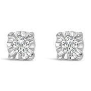 Bids.com .925 Sterling Silver 1/10 Cttw Round Brilliant-Cut Lab Grown Diamond Miracle-Set Stud Earrings (F-G Color, VS1-VS2 Clarity) Earrings