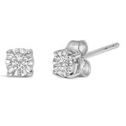 Bids.com .925 Sterling Silver 1/10 Cttw Round Brilliant-Cut Lab Grown Diamond Miracle-Set Stud Earrings (F-G Color, VS1-VS2 Clarity) Earrings