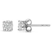 Bids.com .925 Sterling Silver 1/10 Cttw Round Brilliant-Cut Lab Grown Diamond Miracle-Set Stud Earrings (F-G Color, VS1-VS2 Clarity) Earrings