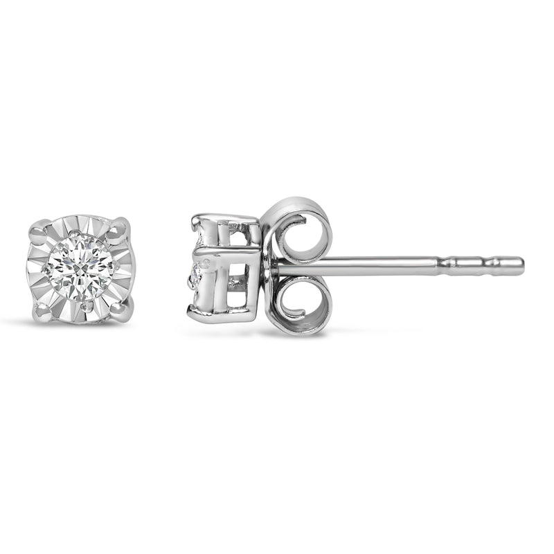 Bids.com .925 Sterling Silver 1/10 Cttw Round Brilliant-Cut Lab Grown Diamond Miracle-Set Stud Earrings (F-G Color, VS1-VS2 Clarity) Earrings